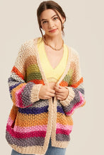Load image into Gallery viewer, Hand Crochet Multi Color Oversized Open Cardigan
