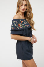 Load image into Gallery viewer, Floral Embroidered Off Shoulder Romper
