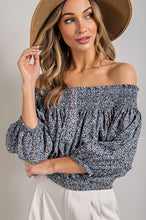 Load image into Gallery viewer, ANIMAL PRINT SMOCKED OFF THE SHOULDER TOP
