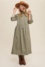 Load image into Gallery viewer, Button Front Puff Sleeve Babydoll Maxi Dress
