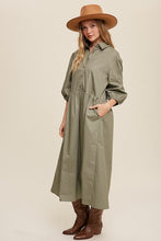 Load image into Gallery viewer, Button Front Puff Sleeve Babydoll Maxi Dress
