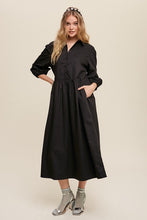 Load image into Gallery viewer, Button Front Puff Sleeve Babydoll Maxi Dress
