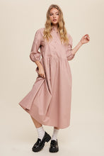 Load image into Gallery viewer, Button Front Puff Sleeve Babydoll Maxi Dress
