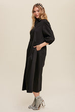 Load image into Gallery viewer, Button Front Puff Sleeve Babydoll Maxi Dress
