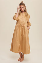 Load image into Gallery viewer, Button Front Puff Sleeve Babydoll Maxi Dress
