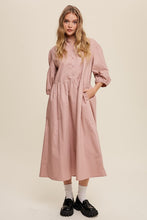 Load image into Gallery viewer, Button Front Puff Sleeve Babydoll Maxi Dress
