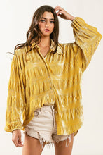 Load image into Gallery viewer, Tiered Shirring Velvet Shirt
