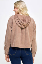 Load image into Gallery viewer, Women Corduroy Oversized Shacket, Hooded Shirt Jacket
