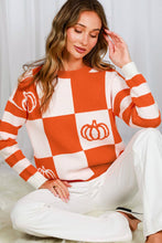 Load image into Gallery viewer, Checker and Pumpkin Knit Sweater
