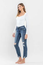 Load image into Gallery viewer, Mid Rise Distressed Crop Slim Straight Jeans
