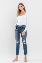 Load image into Gallery viewer, Mid Rise Distressed Crop Slim Straight Jeans
