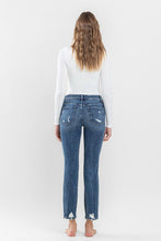 Load image into Gallery viewer, Mid Rise Distressed Crop Slim Straight Jeans
