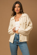 Load image into Gallery viewer, Collared Cable Sweater Cardigan
