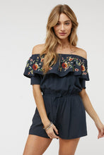 Load image into Gallery viewer, Floral Embroidered Off Shoulder Romper
