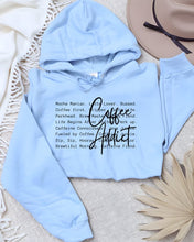Load image into Gallery viewer, Coffee Addict Words Graphic Hoodie
