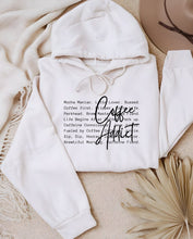 Load image into Gallery viewer, Coffee Addict Words Graphic Hoodie

