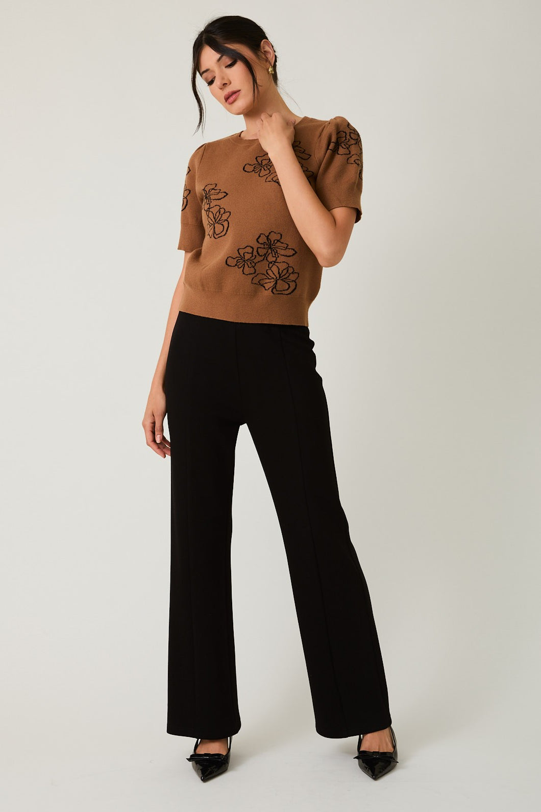 Brown Flower Sweater