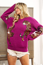 Load image into Gallery viewer, Sequin Tiger Embroidery Sweater
