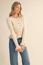 Load image into Gallery viewer, RUFFLE HEM RIBBED KNIT SWEATER CARDIGAN
