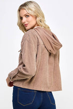 Load image into Gallery viewer, Women Corduroy Oversized Shacket, Hooded Shirt Jacket
