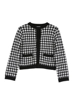 Load image into Gallery viewer, Black check knitted jacket
