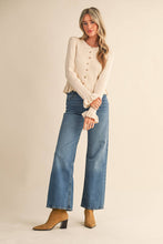 Load image into Gallery viewer, RUFFLE HEM RIBBED KNIT SWEATER CARDIGAN
