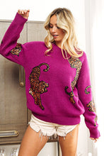 Load image into Gallery viewer, Sequin Tiger Embroidery Sweater
