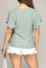 Load image into Gallery viewer, Embroidered eyelet top with wing sleeve
