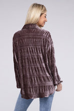 Load image into Gallery viewer, Tiered Shirring Velvet Shirt
