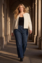 Load image into Gallery viewer, Women's long sleeve woven tweed jacket for polished layering
