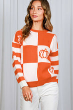 Load image into Gallery viewer, Checker and Pumpkin Knit Sweater
