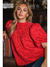 Load image into Gallery viewer, Plus Jacquard Balloon Sleeve Blouse
