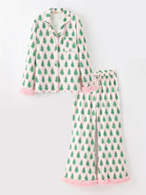 Load image into Gallery viewer, Mommy and Me Christmas Tree Print Pajama Set with Faux Fur Trim - Believe Inspire Beauty 
