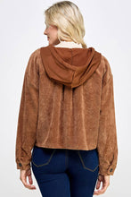 Load image into Gallery viewer, Women Corduroy Oversized Shacket, Hooded Shirt Jacket
