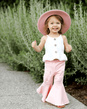 Load image into Gallery viewer, Barbie Denim Bell Bottoms - Distressed Pink
