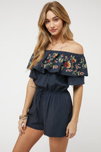 Load image into Gallery viewer, Floral Embroidered Off Shoulder Romper
