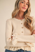 Load image into Gallery viewer, RUFFLE HEM RIBBED KNIT SWEATER CARDIGAN
