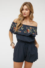 Load image into Gallery viewer, Floral Embroidered Off Shoulder Romper
