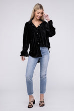Load image into Gallery viewer, Tiered Shirring Velvet Shirt

