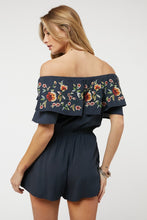 Load image into Gallery viewer, Floral Embroidered Off Shoulder Romper
