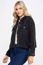 Load image into Gallery viewer, Women Corduroy Oversized Shacket, Hooded Shirt Jacket
