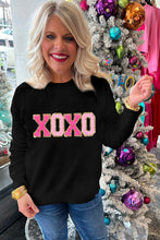 Load image into Gallery viewer, Black XOXO Glitter Sweater
