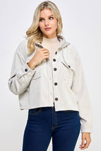 Load image into Gallery viewer, Women Corduroy Oversized Shacket, Hooded Shirt Jacket
