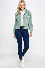Load image into Gallery viewer, Women Corduroy Oversized Shacket, Hooded Shirt Jacket
