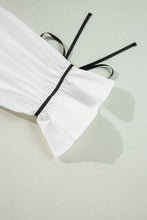 Load image into Gallery viewer, Ribbon Bowtie Collared Neck Flounce Sleeve Shirt
