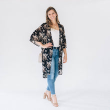 Load image into Gallery viewer, Black Floral Duster - Women - Believe Inspire Beauty 
