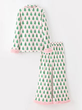 Load image into Gallery viewer, Mommy and Me Christmas Tree Print Pajama Set with Faux Fur Trim - Believe Inspire Beauty 
