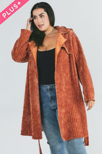 Load image into Gallery viewer, Plus Solid Long Sleeve Coat

