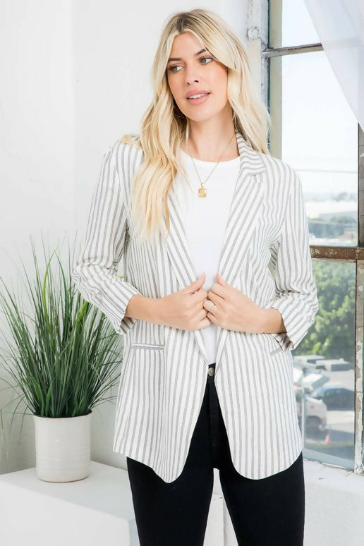 Striped Linen Blend Blazer
