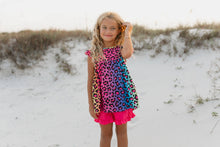 Load image into Gallery viewer, Kids Vibrant Rainbow Leopard Ruffle Short Set

